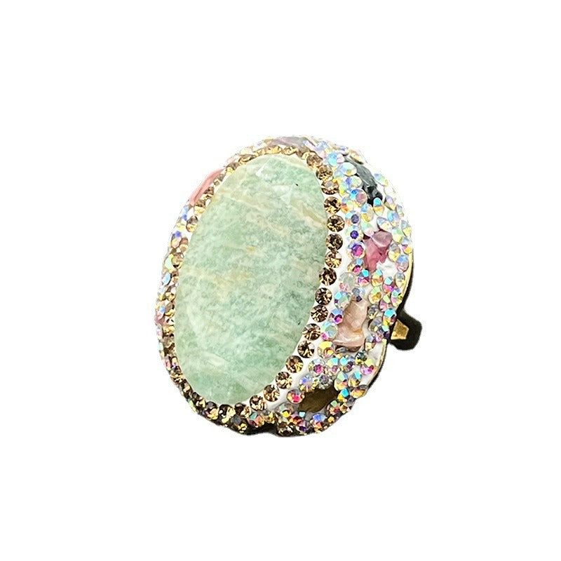 Retro natürlicher Barockperlen-Rosenquarz-Glitzersteinring mittelalterlicher Ring