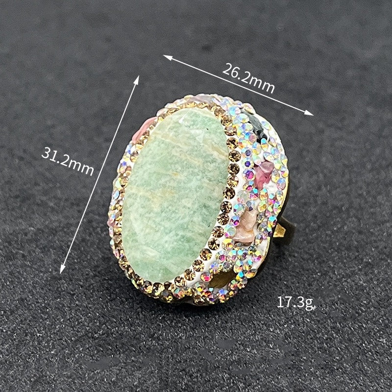 Retro natürlicher Barockperlen-Rosenquarz-Glitzersteinring mittelalterlicher Ring